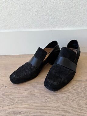 STUART WEITZMAN Black Heeled Slip On Loafers